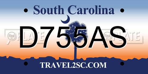 D755AS South Carolina License Plate