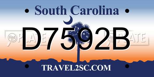 D7592B South Carolina License Plate