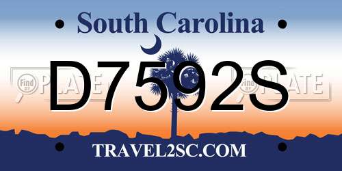 D7592S South Carolina License Plate