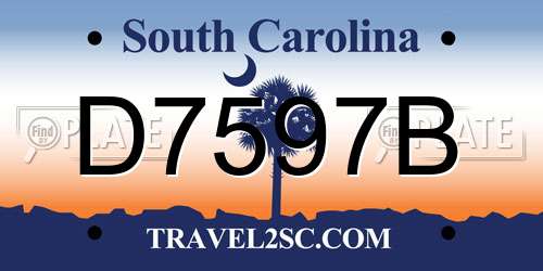 D7597B South Carolina License Plate