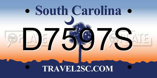 D7597S South Carolina License Plate