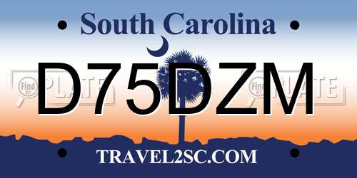 D75DZM South Carolina License Plate
