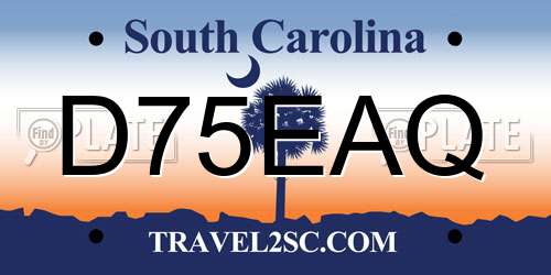 D75EAQ South Carolina License Plate