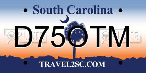 D75OTM South Carolina License Plate