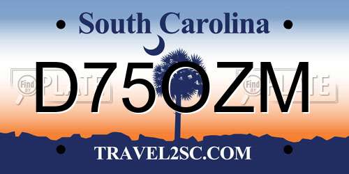 D75OZM South Carolina License Plate