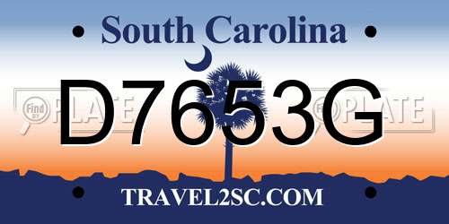 D7653G South Carolina License Plate