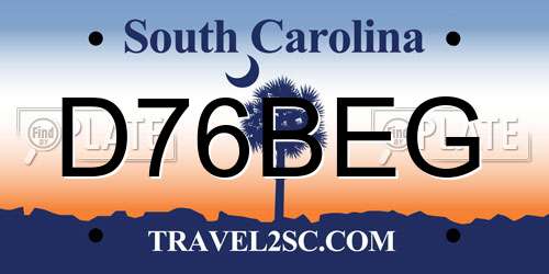 D76BEG South Carolina License Plate