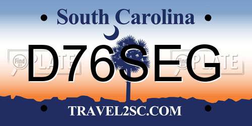 D76SEG South Carolina License Plate