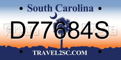 D77684S South Carolina License Plate