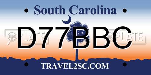 D77BBC South Carolina License Plate