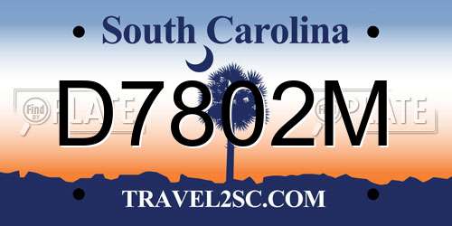 D7802M South Carolina License Plate