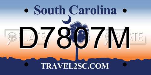 D7807M South Carolina License Plate