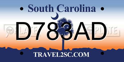 D783AD South Carolina License Plate