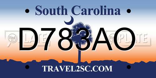 D783AO South Carolina License Plate