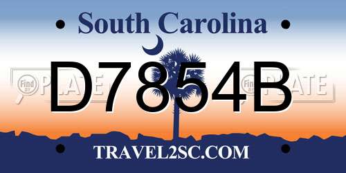 D7854B South Carolina License Plate