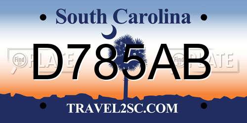D785AB South Carolina License Plate