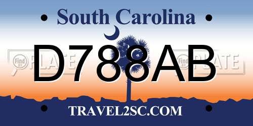 D788AB South Carolina License Plate