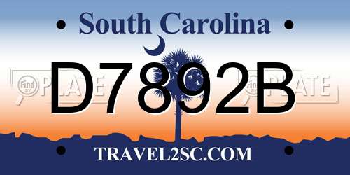 D7892B South Carolina License Plate