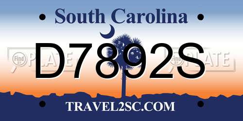 D7892S South Carolina License Plate