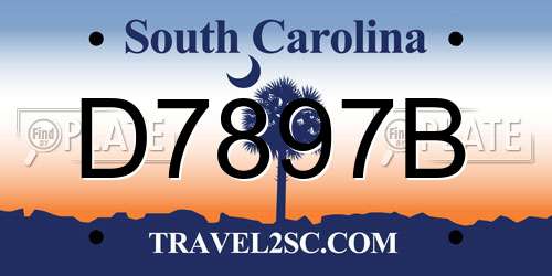 D7897B South Carolina License Plate