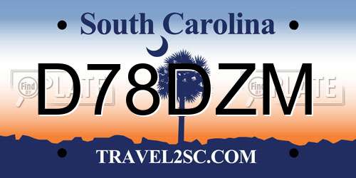 D78DZM South Carolina License Plate
