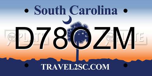 D78OZM South Carolina License Plate