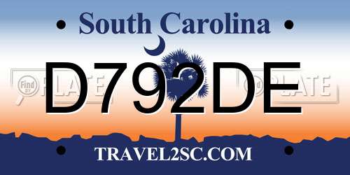 D792DE South Carolina License Plate