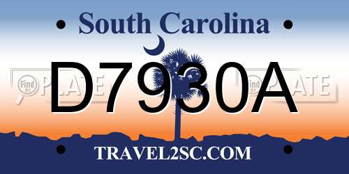 D7930A South Carolina License Plate