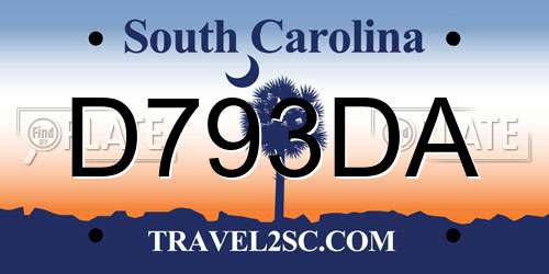 D793DA South Carolina License Plate