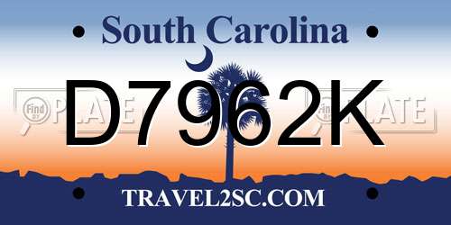 D7962K South Carolina License Plate