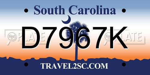 D7967K South Carolina License Plate