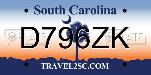 D796ZK South Carolina License Plate