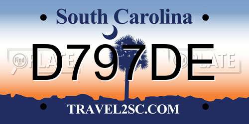 D797DE South Carolina License Plate