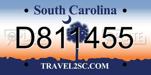D811455 South Carolina License Plate