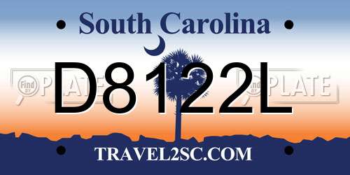 D8122L South Carolina License Plate