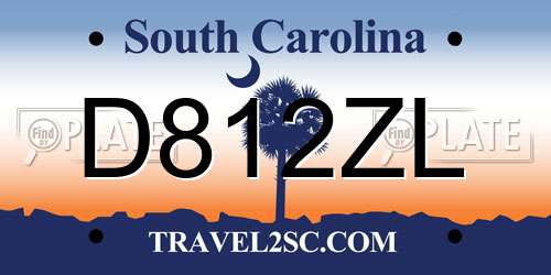 D812ZL South Carolina License Plate