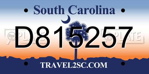 D815257 South Carolina License Plate