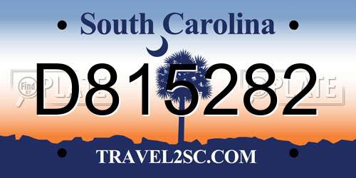 D815282 South Carolina License Plate