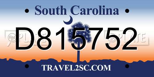 D815752 South Carolina License Plate
