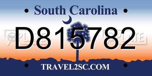 D815782 South Carolina License Plate