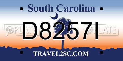 D8257I South Carolina License Plate