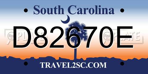 D82670E South Carolina License Plate