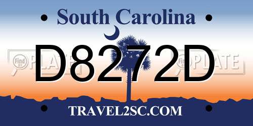 D8272D South Carolina License Plate