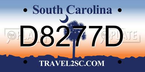 D8277D South Carolina License Plate