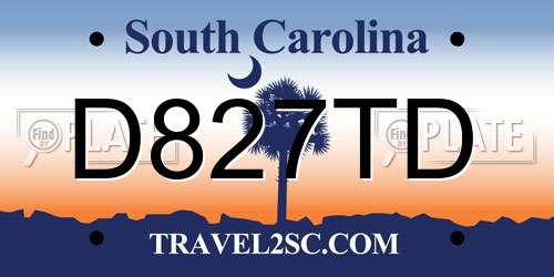 D827TD South Carolina License Plate