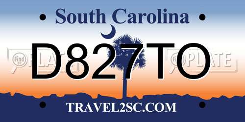 D827TO South Carolina License Plate