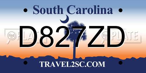 D827ZD South Carolina License Plate