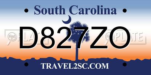 D827ZO South Carolina License Plate
