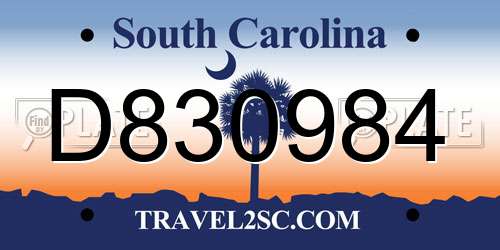 D830984 South Carolina License Plate