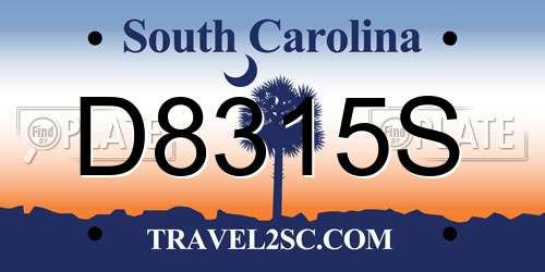 D8315S South Carolina License Plate